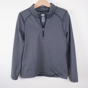 REI Quarter Zip Pullover Long Sleeve Base Layer Shirt Gray Stripe Kids XS 6-7
